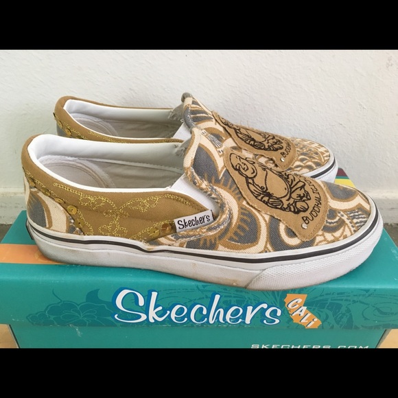 Vintage Skechers Cali Gold Sequins & Grey Slip On Sneakers Shoes VSCO 8 - Picture 3 of 6